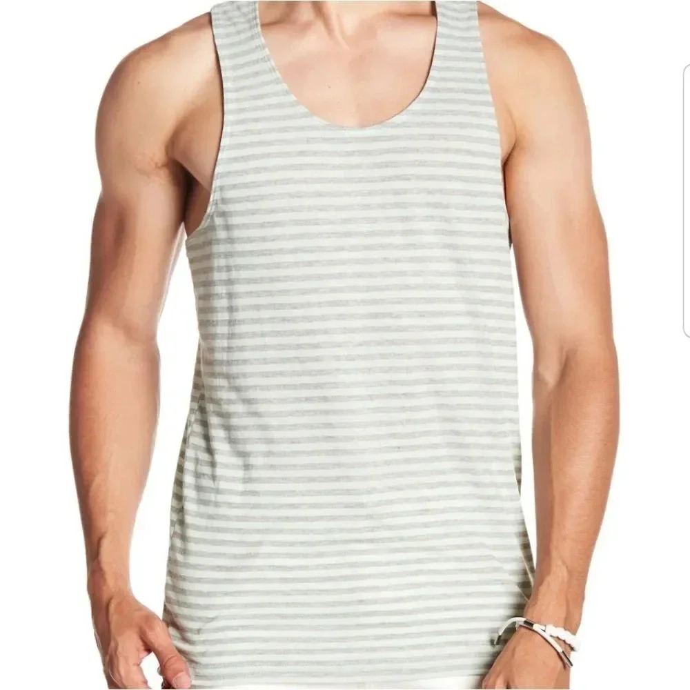 Public Opinion Striped Muscle Tee